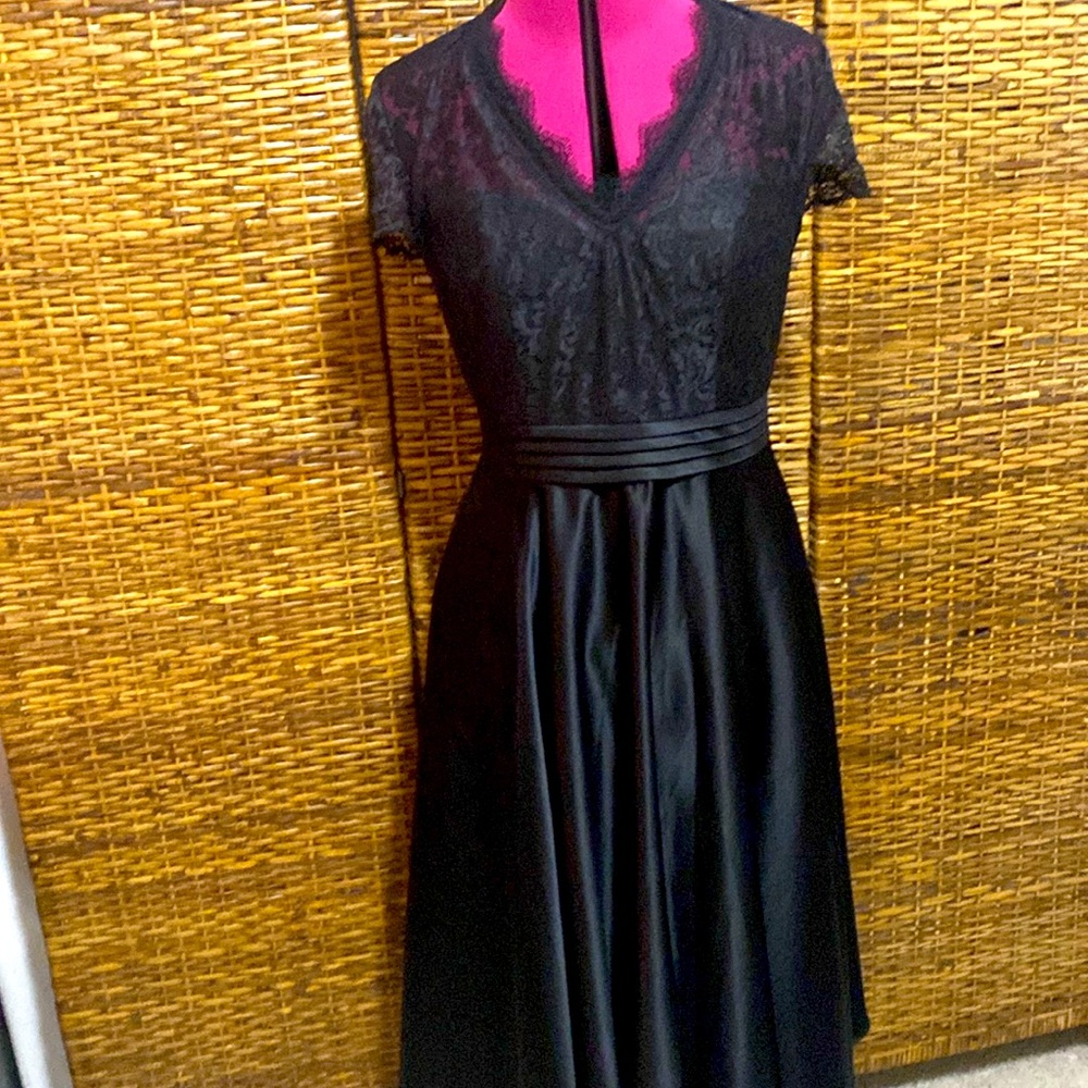 Elegant Black Lace Bodice A-Line Dress